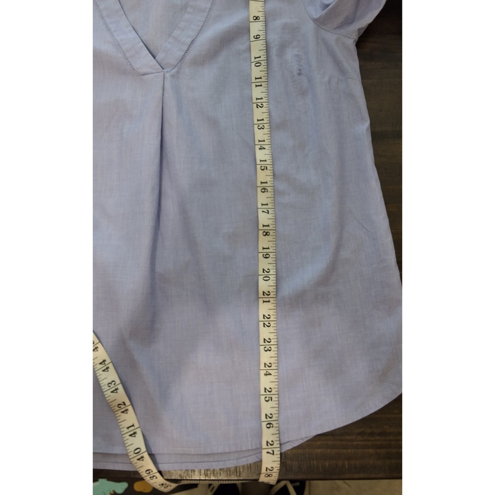 J Crew Thomas Mason Blue V Neck Tunic Shirt Womens Size‎ 10 - Picture 6 of 9